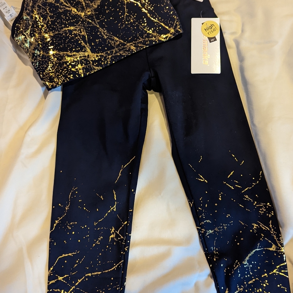 NWT Size Small Workout Set - Deep purple with gold sparkle